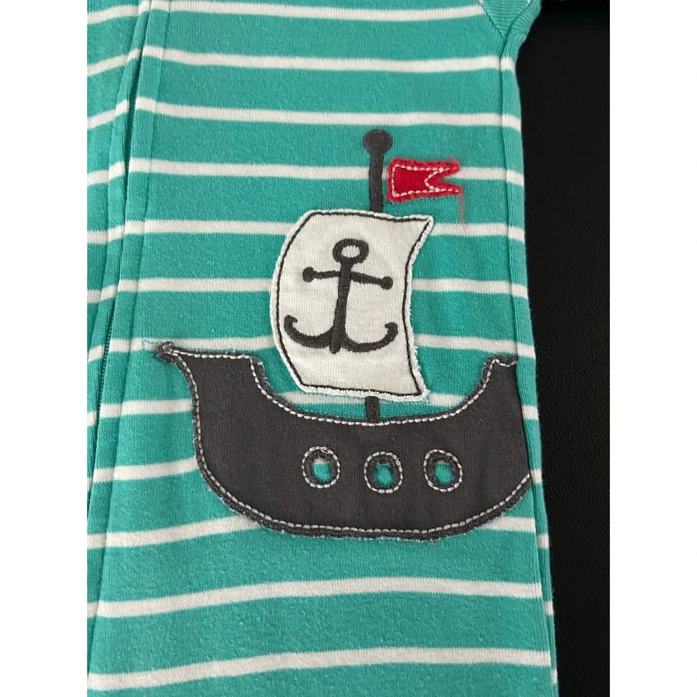 Carters 24M Baby Footed Pajamas 2ct Pirate Ship Nautical Red Teal Cotton 1491